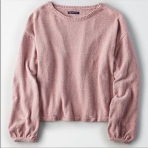 Light Pink cropped Balloon Sleeve Sweater WornOnce
